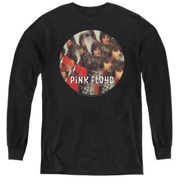 Black youth long sleeve t-shirt with Pink Floyd Piper graphic