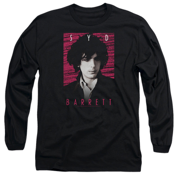 Black men's long sleeve t-shirt with Syd Barrett Syd graphic