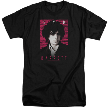 Black men's tall fit t-shirt with Syd Barrett Syd graphic