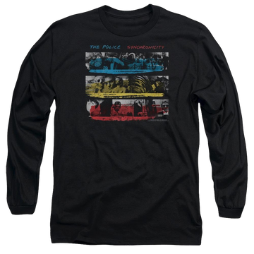 Black men's long sleeve t-shirt with The Police Syncronicity graphic