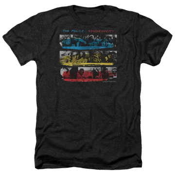 Charcoal men's heather t-shirt with The Police Synchronicity graphic