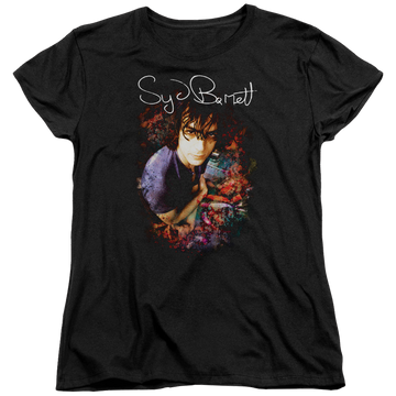 Black women's t-shirt with Syd Barrett Madcap Syd graphic