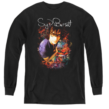 Black youth long sleeve t-shirt with Syd Barrett Madcap Syd graphic