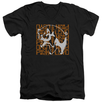 Black men's v-neck t-shirt with Pink Floyd Pig graphic