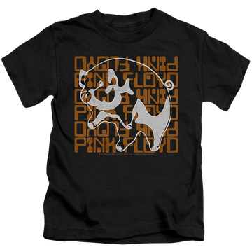 Black kid's t-shirt for ages 4 to 7 with Pink Floyd Pig graphic