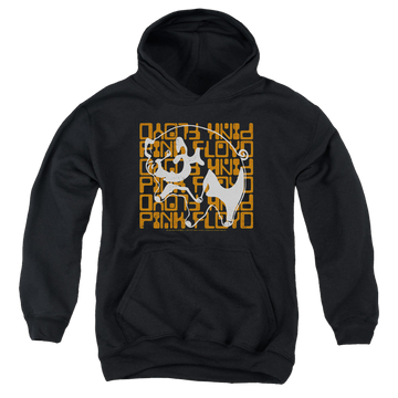 Black youth hoodie for ages 8 to 12 with Pink Floyd Pig graphic