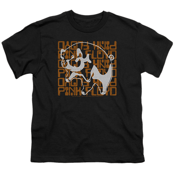 Black youth t-shirt for ages 8 to 12 with Pink Floyd Pig graphic