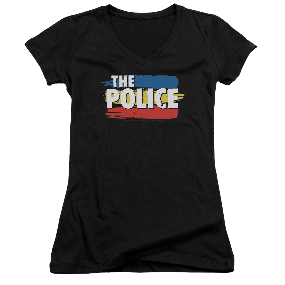 The Police Three Stripes Logo - Juniors V-Neck T-Shirt Juniors V-Neck T-Shirt The Police   