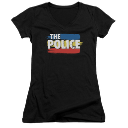 The Police Three Stripes Logo - Juniors V-Neck T-Shirt Juniors V-Neck T-Shirt The Police   