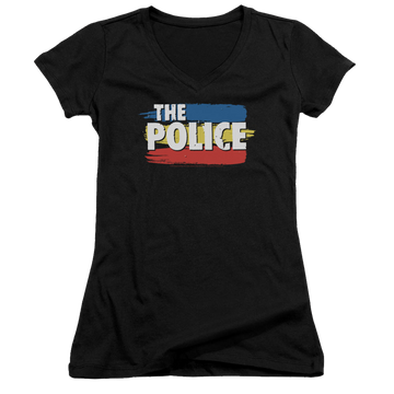 The Police Three Stripes Logo - Juniors V-Neck T-Shirt Juniors V-Neck T-Shirt The Police   