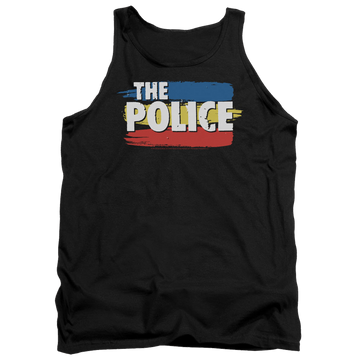 Black men's tank with The Police Three Stripes Logo graphic