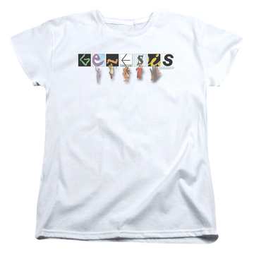 White women's t-shirt with Genesis New Logo graphic