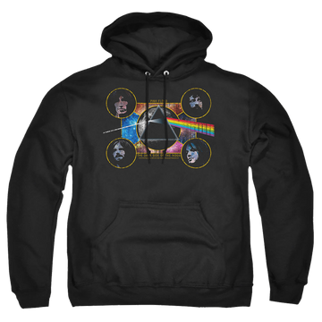 Black pullover hoodie with Pink Floyd Dark Side Heads graphic