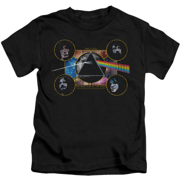 Black kid's t-shirt for ages 4 to 7 with Pink Floyd Dark Side Heads graphic