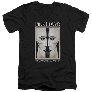 Black men's v-neck t-shirt with Pink Floyd The Division Bell graphic