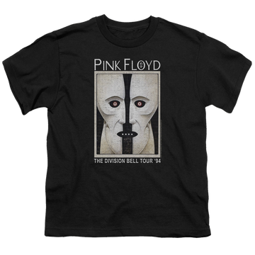Black youth t-shirt for ages 8 to 12 with Pink Floyd The Division Bell graphic