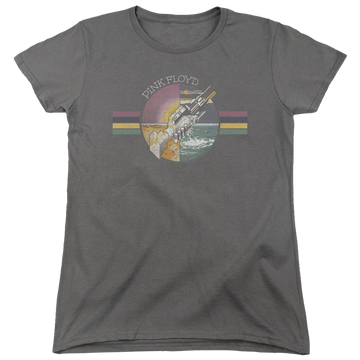 Charcoal women's t-shirt with Pink Floyd Welcome To The Machine graphic