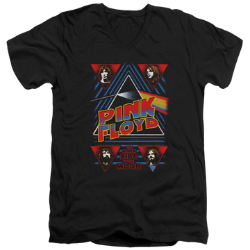 Black men's v-neck t-shirt with Pink Floyd Dark Side graphic