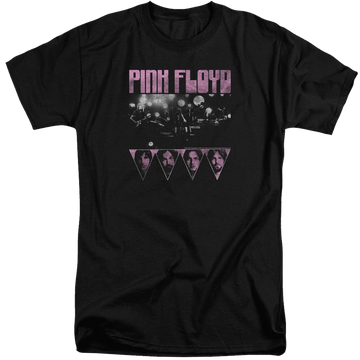 Black men's tall fit t-shirt with Pink Floyd Pink Four graphic