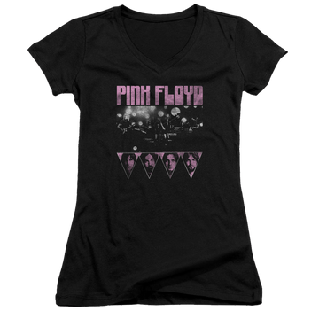 Pink Floyd Pink Four - Juniors V-Neck T-Shirt Juniors V-Neck T-Shirt Pink Floyd   