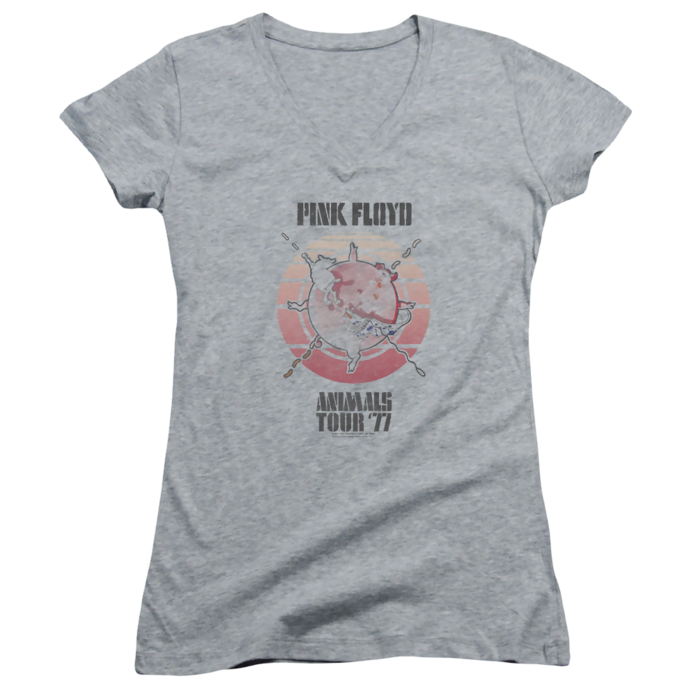 Pink Floyd Animals Tour 77 - Juniors V-Neck T-Shirt Juniors V-Neck T-Shirt Pink Floyd   