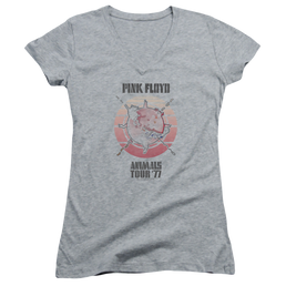 Pink Floyd Animals Tour 77 - Juniors V-Neck T-Shirt Juniors V-Neck T-Shirt Pink Floyd   