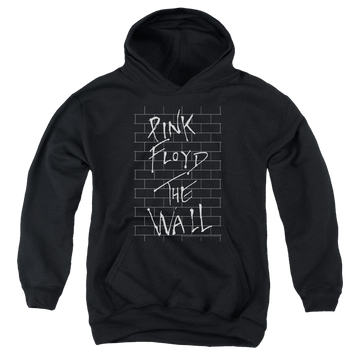 Black youth hoodie for ages 8 to 12 with Roger Waters The Wall 2 graphic