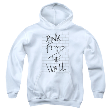 White youth hoodie for ages 8 to 12 with Roger Waters The Wall 2 graphic