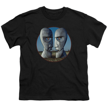 Black youth t-shirt for ages 8 to 12 with Pink Floyd Division Bell Cover graphic
