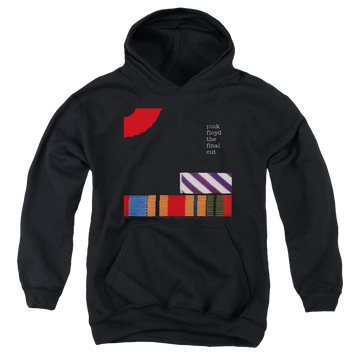 Black youth hoodie for ages 8 to 12 with Pink Floyd The Final Cut graphic