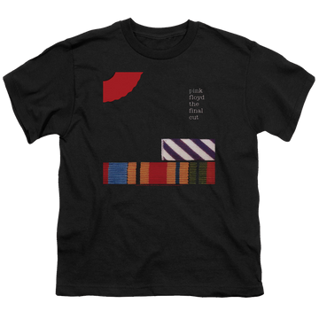 Black youth t-shirt for ages 8 to 12 with Pink Floyd The Final Cut graphic