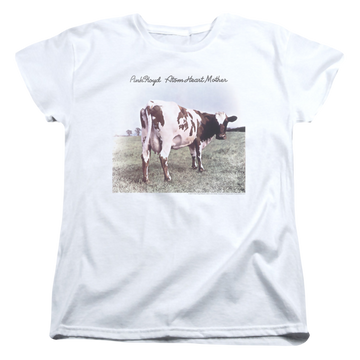 White women's t-shirt with Pink Floyd Atom Heart Mother graphic