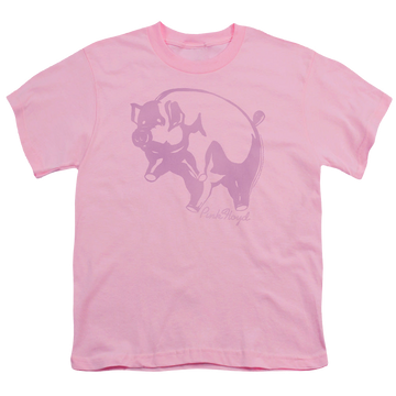 Pink youth t-shirt for ages 8 to 12 with Pink Floyd Pink Animal graphic