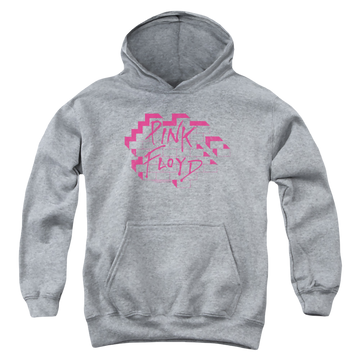 Athletic heather youth hoodie for ages 8 to 12 with Roger Waters Wall Logo graphic