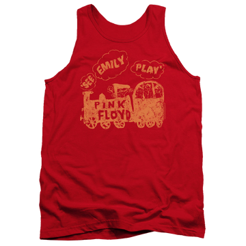 Red men's tank with Pink Floyd See Emily Play graphic