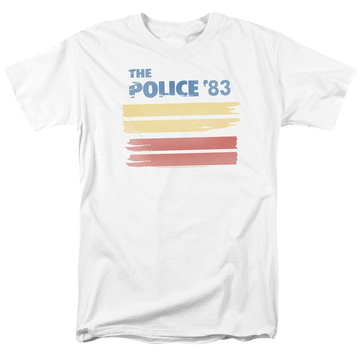 White men's regular fit t-shirt with The Police 83 graphic
