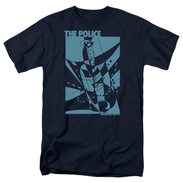 Navy men's regular fit t-shirt with The Police Message In A Bottle graphic