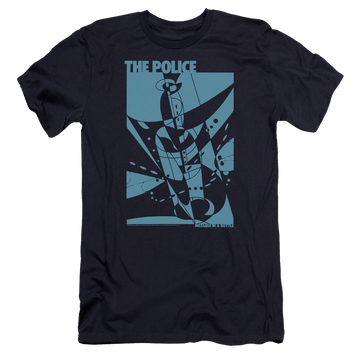 Navy men's premium slim fit t-shirt with The Police Message In A Bottle graphic