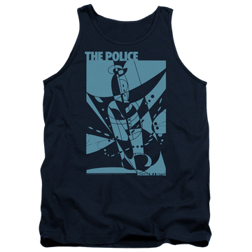 Navy men's tank with The Police Message In A Bottle graphic