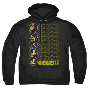 Black pullover hoodie with Genesis The Carpet Crawlers graphic