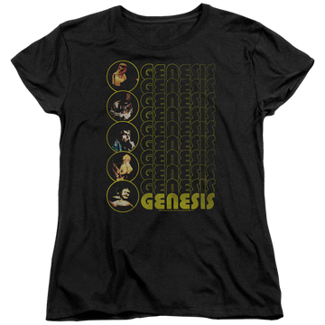 Black women's t-shirt with Genesis The Carpet Crawlers graphic