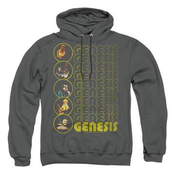 Charcoal pullover hoodie with Genesis The Carpet Crawlers graphic