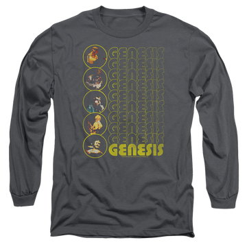 Charcoal men's long sleeve t-shirt with Genesis The Carpet Crawlers graphic