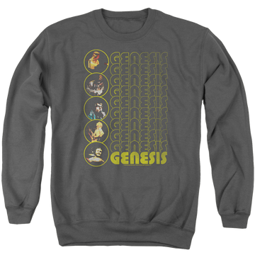 Charcoal men's crewneck sweatshirt with Genesis The Carpet Crawlers graphic