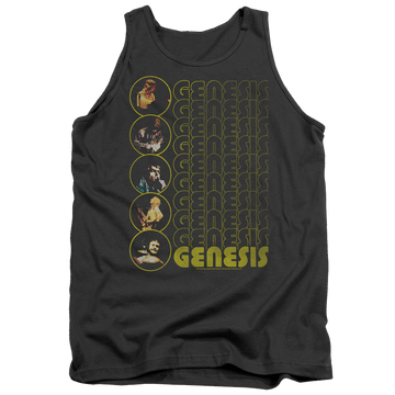 Charcoal men's tank with Genesis The Carpet Crawlers graphic