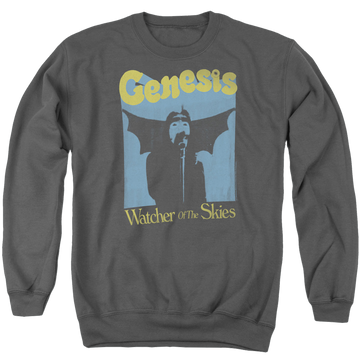 Charcoal men's crewneck sweatshirt with Genesis Watcher Of The Skies graphic