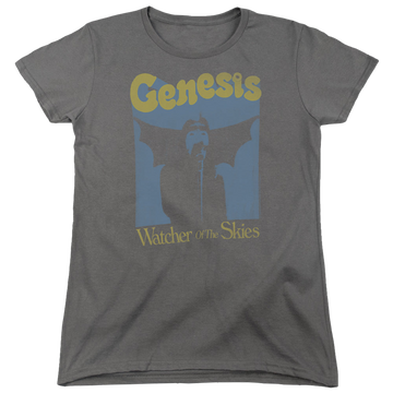 Charcoal women's t-shirt with Genesis Watcher Of The Skies graphic