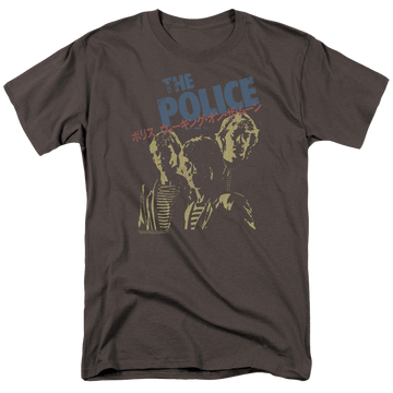 Charcoal men's regular fit t-shirt with The Police Japanese Poster graphic