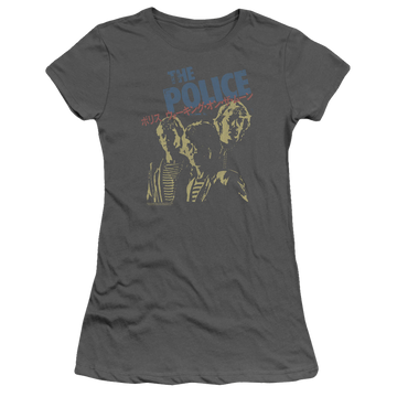 Charcoal juniors t-shirt with The Police Japanese Poster graphic