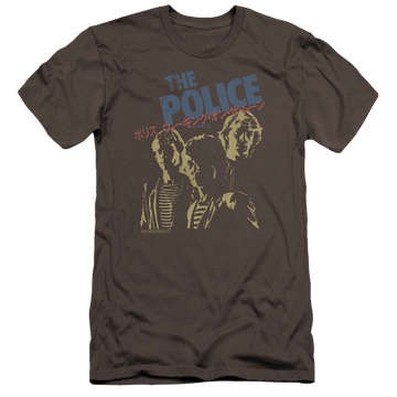 Charcoal men's premium slim fit t-shirt with The Police Japanese Poster graphic